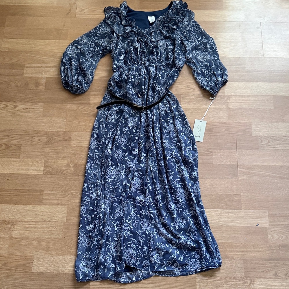 Joie Navy Floral Long Sleeve Dress